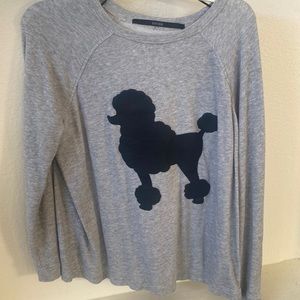 Kenzie, light grey poodle sweatshirt, size large